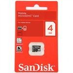 Cartão de memória Genuine Sandisk 4GB Micro SD TF Card SATF4